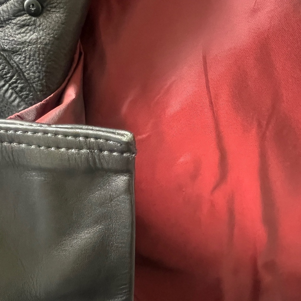 Wilsons Leather Black Coat with Red Lining - Picture 5 of 6
